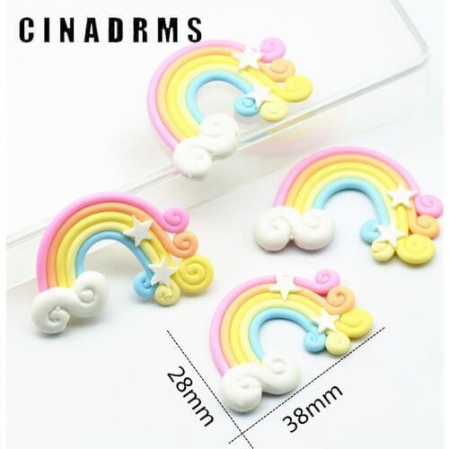 10PCS 28mmX38mm Tiny Cute Polymer Clay Rainbow|Party Decoration Supplies|D.I.Y Miniatures,Play House Supplies
