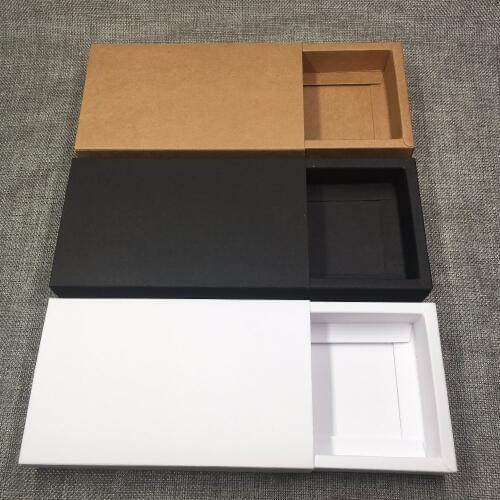 20pcs/lot 11.5*8*2.2cm Brown/black/white Kraft Paper Boxes Drawer Box Phone Gift Craft Soap Box Jewelry Storage box