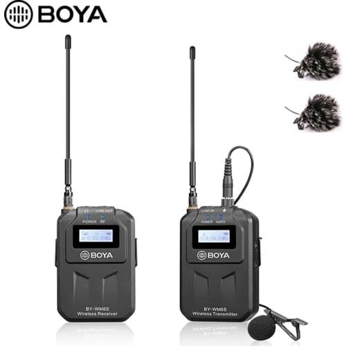BOYA BY-WM6S Rechargeable UHF Wireless Lavalier Microphone System for Smartphone DSLR Camera Interviews Camcorder Audio Recorder