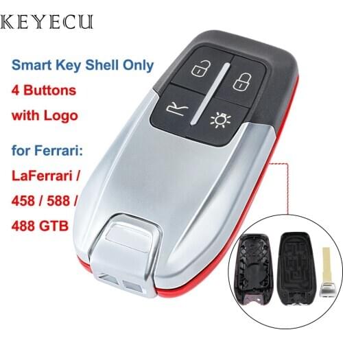 Keyecu Shell Only Smart Remote Key Case Cover 4 Buttons for Ferrari 458 588 488GTB LaFerrari - with Logo on the Back