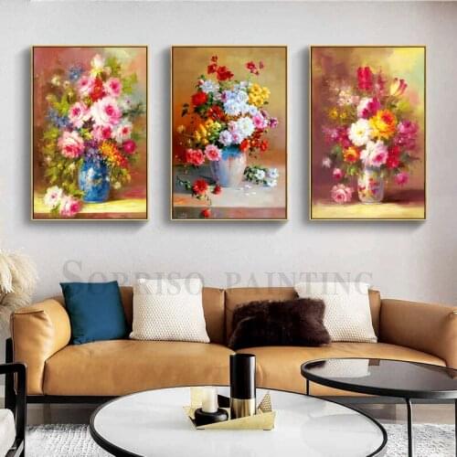Flowers Vase Canvas Oil Painting Porch Wall Art Corridor Posters Prints Hallway Pictures For Living Room Home Dining Decor