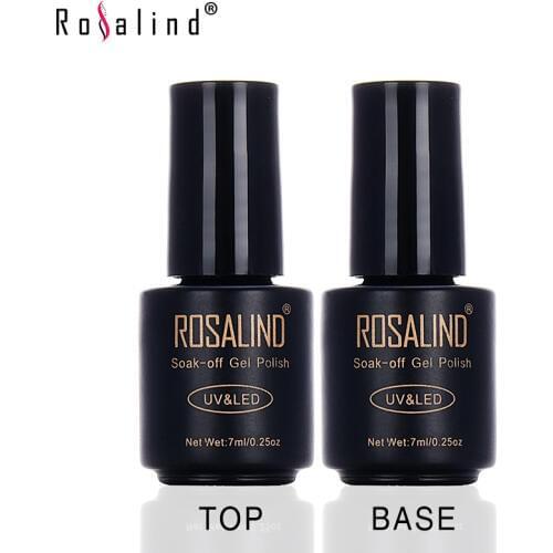 ROSALIND Black Bottle 7ML Top Coat and Bace Coat Nail Polish Nail Art Nail Gel Polish Semi Permanent Soak-Off Glue Top& Base