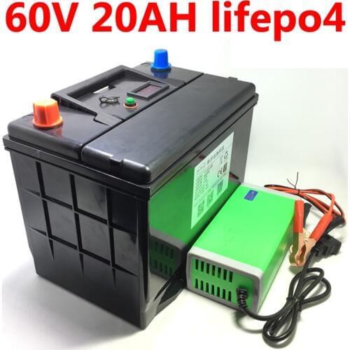 GTK waterproof 60v 20ah lifepo4 battery with BMS no li ion for 3000w electric bicycle bike scooter Tricycle +5A charger