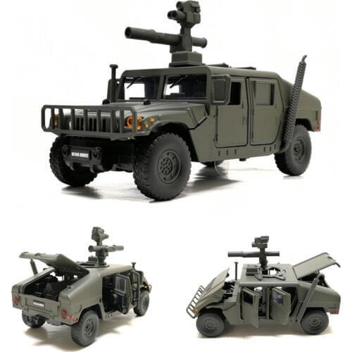 1/32 Scale U.S Armed Forces H1 SUV Model Toys Sound Light Diecast Metal Pull Back Car Military Model Toy For Kids Gift