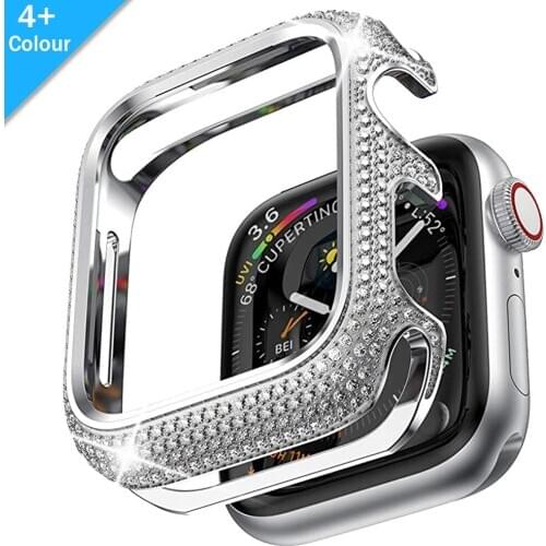 Fashion Diamond Metal Bumper for Apple Watch SE Case Series 6 5 4 3 Protective Cover 40mm 44mm 38mm 42mm for IWatch Luxury Shell