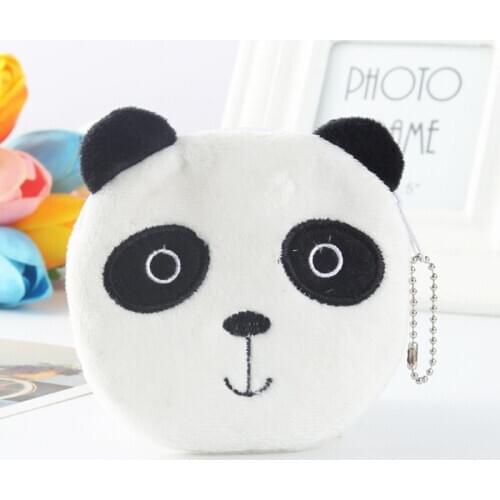 Cartoon round animal plush ladies coin purse bag USB data cable headset bag children coin purse storage bag gift business gift