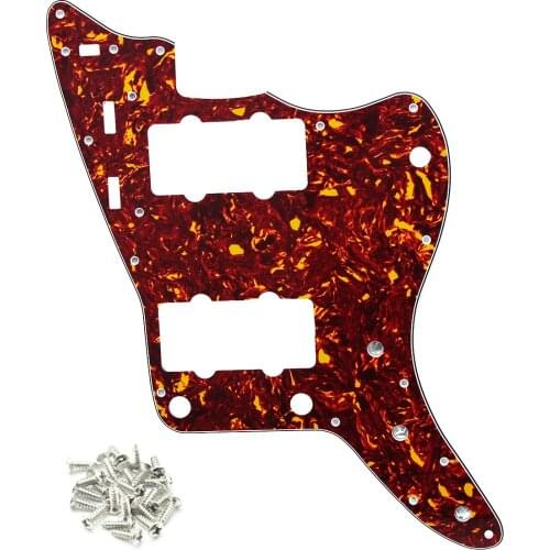 FLEOR Red Tortoise Shell Vintage Jazzmaster Style Guitar Pickguard Scratch Plate 4Ply with Screws