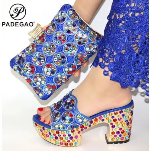 New Arrival Blue Color Shoes and Bag Set African Sets 2021 Shoes and Bags To Match African Shoe and Bag Set for Party In Women