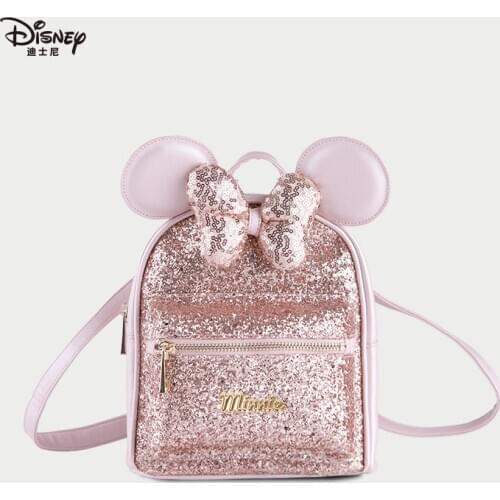 Disney 2021 New Sweet Minnie Girly Style Backpack Literary Forest Large Capacity Girl Bag