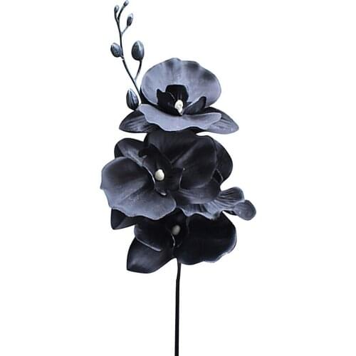 Single Branch Butterfly Orchids Artificial Plants Plastic Flower Black Wedding Decoration Home Decor Simulation Phalaenopsis