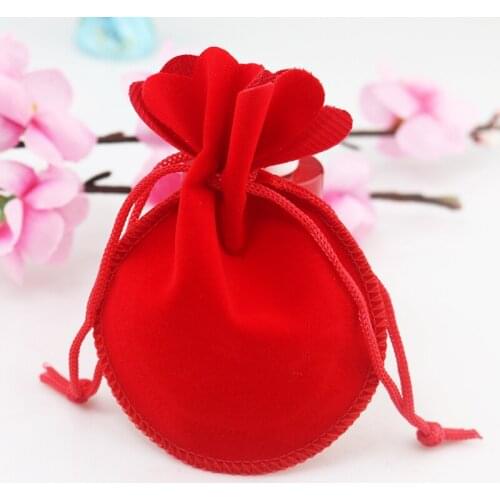 Wholesale 100pcs/Lot 7x9cm Gift Packing Bags Red Velvet Pouch Drawstring Gourd Bag Jewelry Pouch Gift Bag