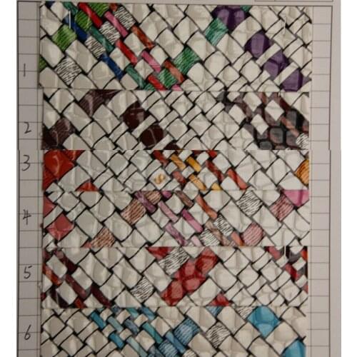 Bulk wholesale handbags faux leather fabric wholesale colorful weave pattern printed touch stone grain PVC leather material