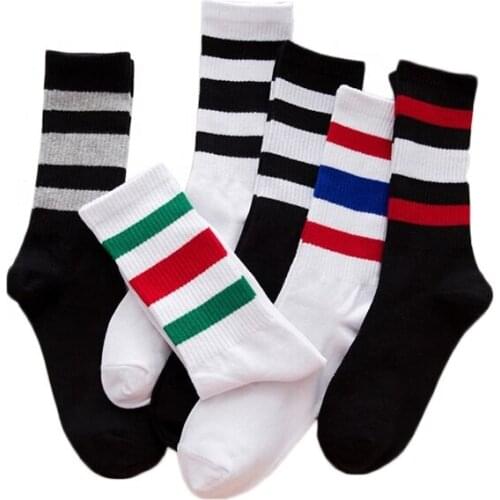 Autumn Winter Colorful 3 Stripe Crew Sport Socks Grip Fashion Basic Custom Baseball Socks