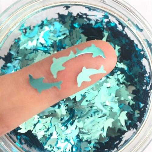 8g Pailettes PET Ultrathin Sequins 10mm Dolphin Laser Glitter Sequin for Nail Art Decoration Body Art Painting Nail DIY Decor
