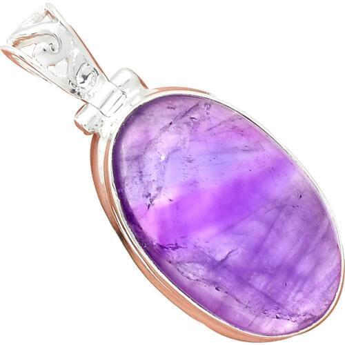 Nature Amethyst Pendant 925 Sterling Silver Jewelry, 39 mm, MHBAP5210