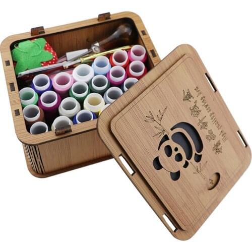 Fully Environmentally Friendly 24-color Sewing Without Nails, Exquisite Bamboo Art Panda Sewing Box, Aewing Box Set