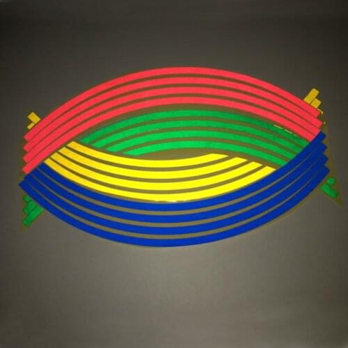 4 Colors Car Styling Strips Reflective Motocross Motorcycle Wheel Stickers and Decals Waterproof 18 Inch Reflective Rim Tape