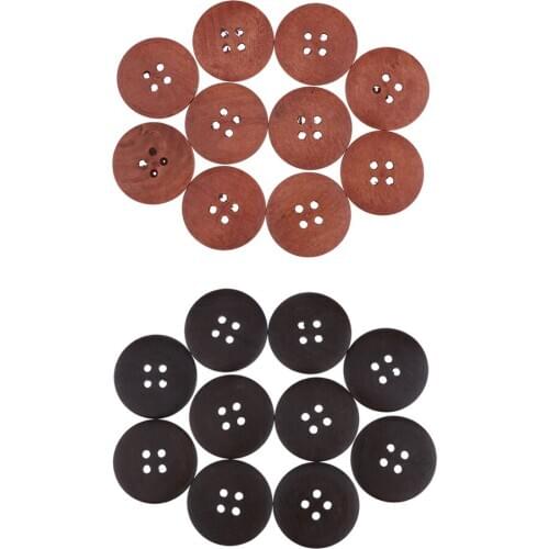 Prettyia 10pcs Flat 4 Holes Wooden Button Sewing Clothes Accessories 50mm