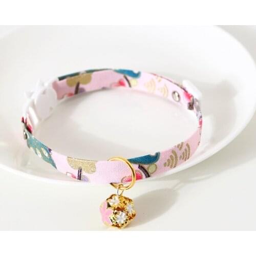 Chinese Style Adjustable Pet Flower Hollow Bell Collar Cat Dog Rabbit Collarsafety Puppy Kitten Necklace Accessories