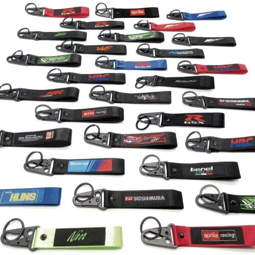 Motorcycle Collectable Strap Embroidery Keyrings Keychain For Honda Yamaha Suzuki Ducati BMW Aprilia Kawasaki KTM Key Ring Chain