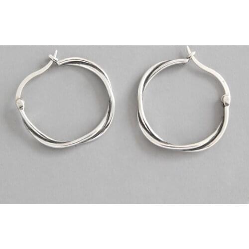 SHANICE Anti-allergic 925 sterling silver Vintage Twist All-matched hoop earrings fine jewelry friend gift Hip Hop Hoop Earrings