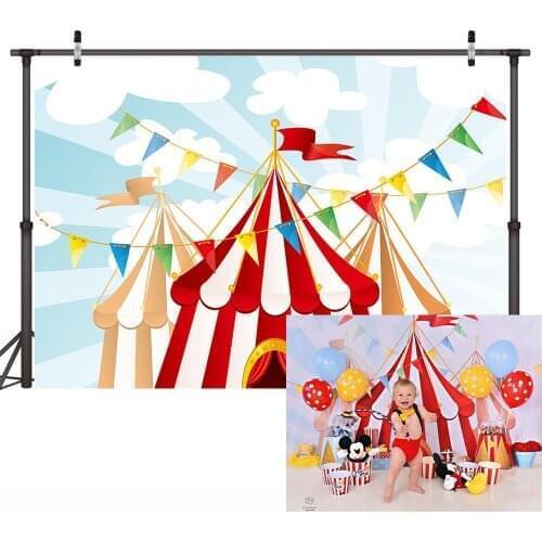 Circus Elephant Backdrop For Photography Amusement Park Background Newborn Kids Portrait Circus Theme Birthday Party Children