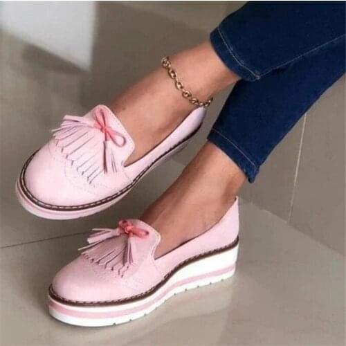 Sports womens shoes leisure breathable platform sneakers womens fashion running bottom tassel shoes women comfortable loafers