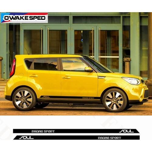 Sport Stripes Door Side Skirt Sticker Car Body Decor Vinyl Decal For KIA Soul 2 PCS Racing Styling Auto Exterior Accessories