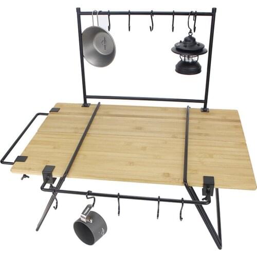 Universal Outdoor Table Hanging Rod Portable Camping Rack Picnic Barbecue Rack Kitchen Utensils Storage Rack Hiking Accessories