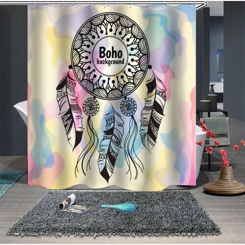Custom Made Shower Curtain Bathroom Curtain Partition 1.5 x 1.8m 1.8 x 1.8m 1.8 x 2m Bohemian BOHO Tassel Wind Chimes