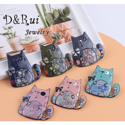 Bowknot Cat Brooches For Women Gifts Fashion Zinc Alloy Jewelry Cute Cartoon New Enamel Brooch Pins Scarf Dress Accessories Gift