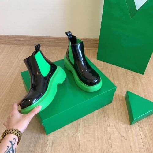 Womens Thick-soled Short Chelsea Boots Spring and Autumn British Style Womens Boots Increased Tight-fitting Single-layer Boots
