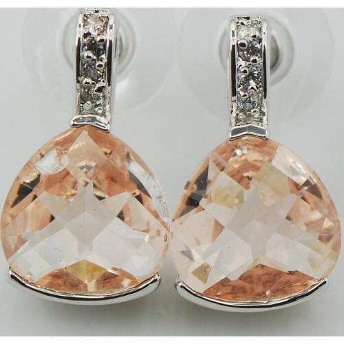 New Morganite Woman 925 Sterling Silver Crystal Earrings TE535