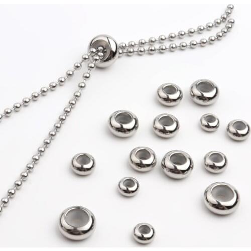 10pc Round Steel Color Stainless Steel Bracelet Necklace Silicone Stopper-clips Clasp For Diy Jewelry Making Finding Accessories