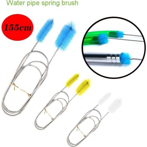 155cm Double-Head Aquarium Pipe Cleaning Brush Stainless Steel Water Filter Air Tube Flexible Cleaner Fish Tank Accessories