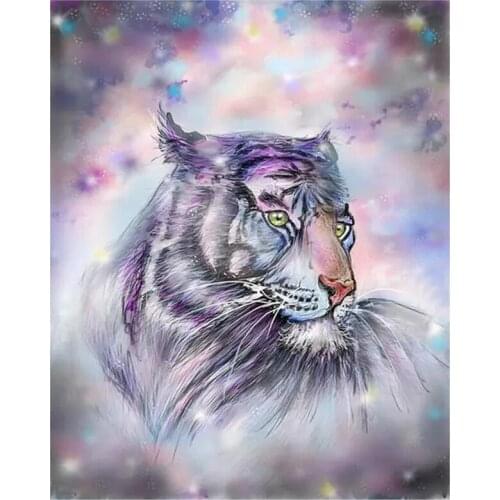 2021 New 5D DIY Full Round Diamond Painting Cartoon Colorful Tiger Cross Stitch 3D Embroidery Rhinestone Mosaic Home Decor Y535