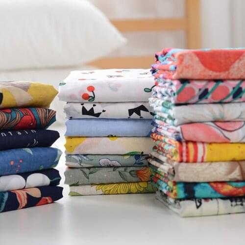50*145cm Thin Cotton Linen Seersucker Painting Floral Fabric For Dress Shirt