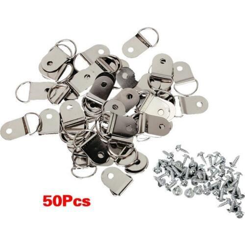 50 Pcs Medium D-Ring Picture Frame Strap Hangers with Screws