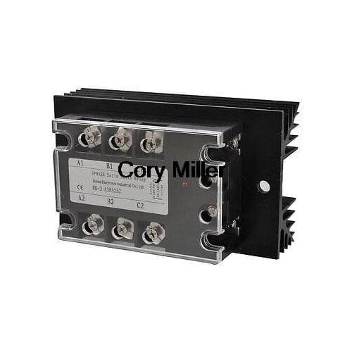 AC-AC 25A AC 90-280V/ AC 380V 3 Phase SSR Solid State Relay w Heat Sink