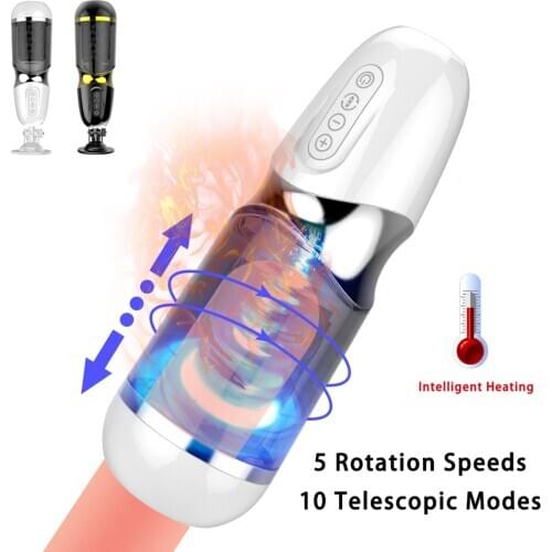 Automatic Telescopic Rotation Male Masturbator With Suction Cup Silicone Vagina Real Pussy Adult Masturbation Sex Toys For Men