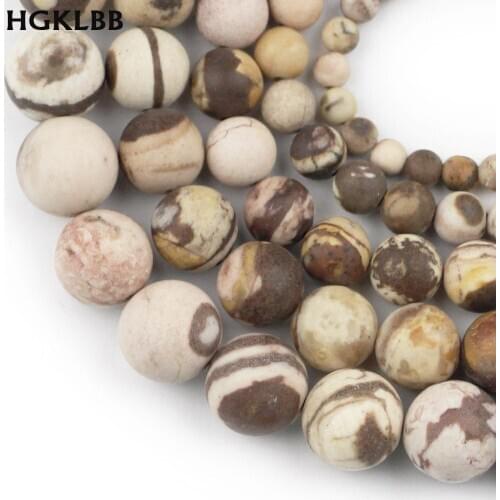 HGKLBB Matte Natural Zebra Stone Round Spacer Loose Beads For Jewelry Making 4 6 8 10 12mm DIY Bracelet necklace Accessories