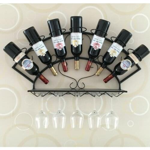 Household commercial iron wall wine rack wine rack red wine rack storage rack wall hanging high foot wine glass rack