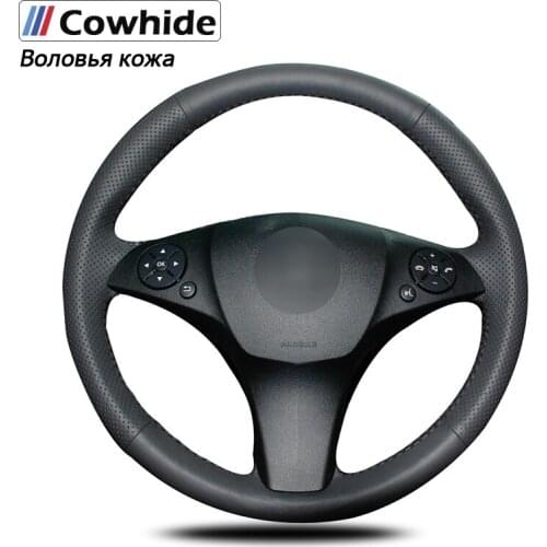 Black Genuine Leather Car Steering Wheel Cover for Mercedes-Benz CLS 280 300 350 500 GLK 300 2008-2010 C180 C200 C350