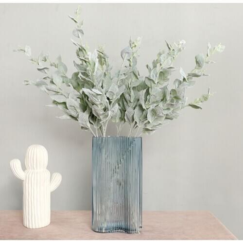 Tufted Basil Eucalyptus long branch Artificial flowers for Christmas wedding decoration fake plants home decor greenery