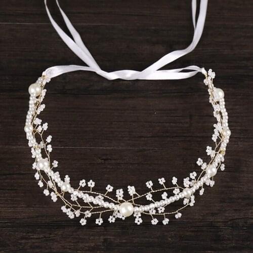 Exquisite crystal hair band Hot sale bride flower headwear Bridal headband Handmade pearl hair band Wedding dress headwear