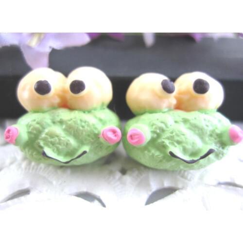 10pcs/lot 19*18mm DIY resin cabochons accessories kawaii flat back resin cartoon frog for kids hair