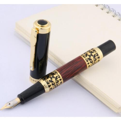 Classical Pattern red Golden carve art gift Metal Medium Fountain Pen