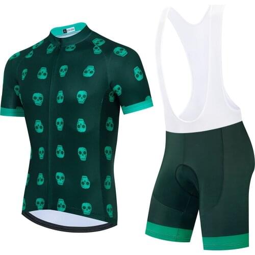 Green Skull Style Cycling Jersey Set Bicycle Clothing Kit Mtb Bike Wear Triathlon Uniforme Maillot Ciclismo Raiders Jersey