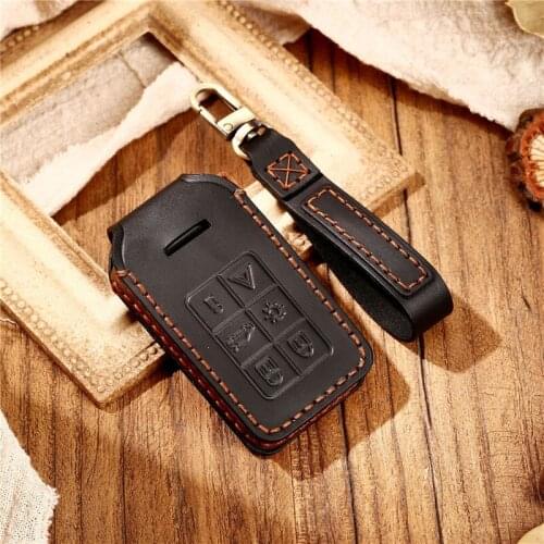Leather Car Remote Key Shell Case Cover holder bag for Volvo XC60 V60 S60 XC70 V40 Auto Accessories Key Holder with Keychain