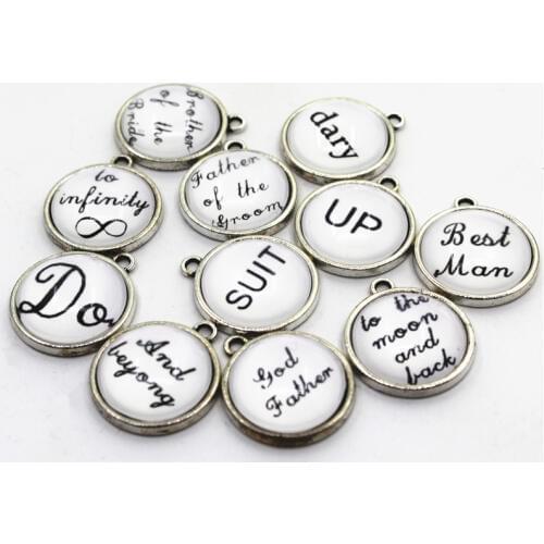 Hot Selling 50pcs/lot Phrase&Word& Dangle Charms DIY Bracelet Necklace Pendant Jewelry Accessory Hanging Charms